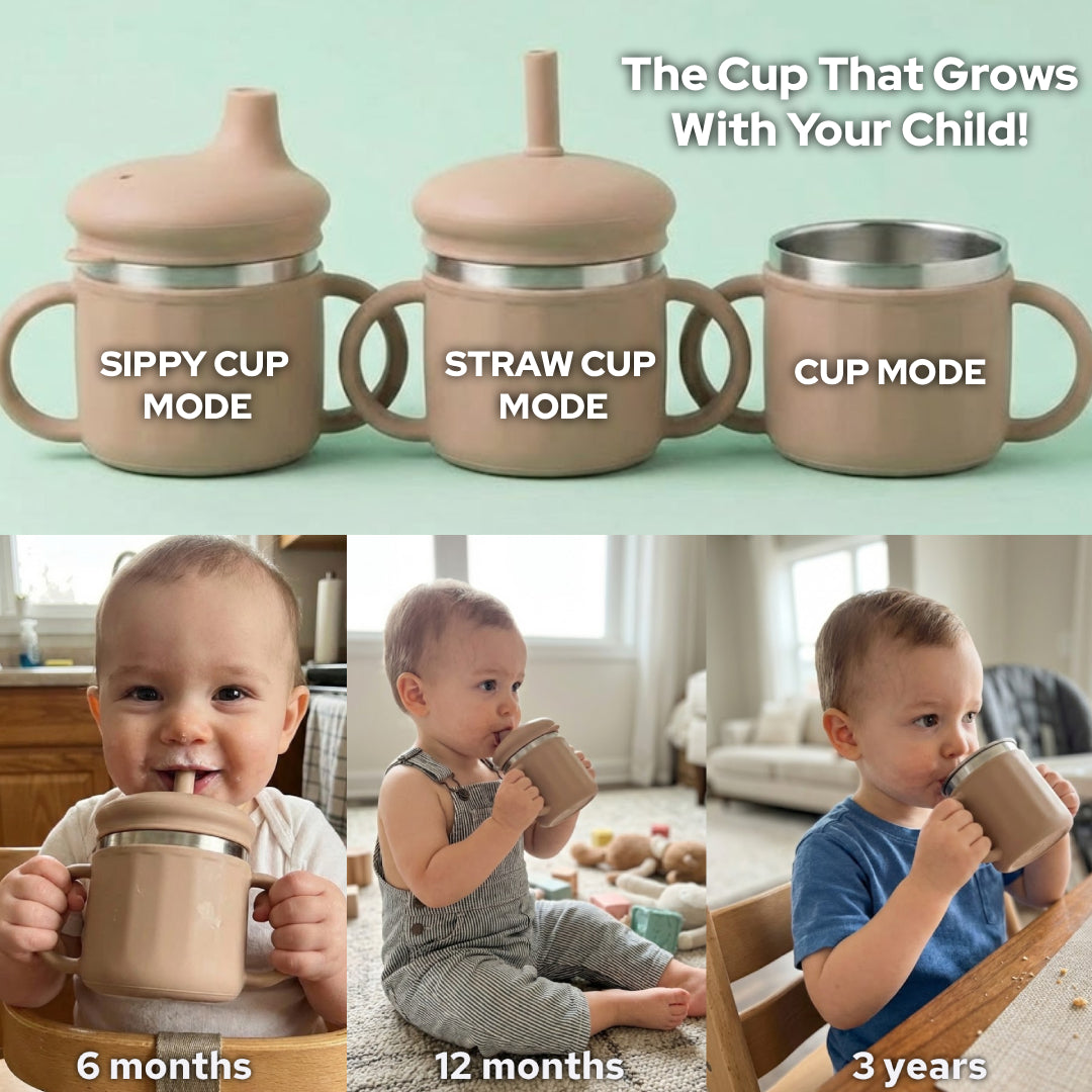 PureSip™ Steel & Silicone Training Cup | 3-in-1