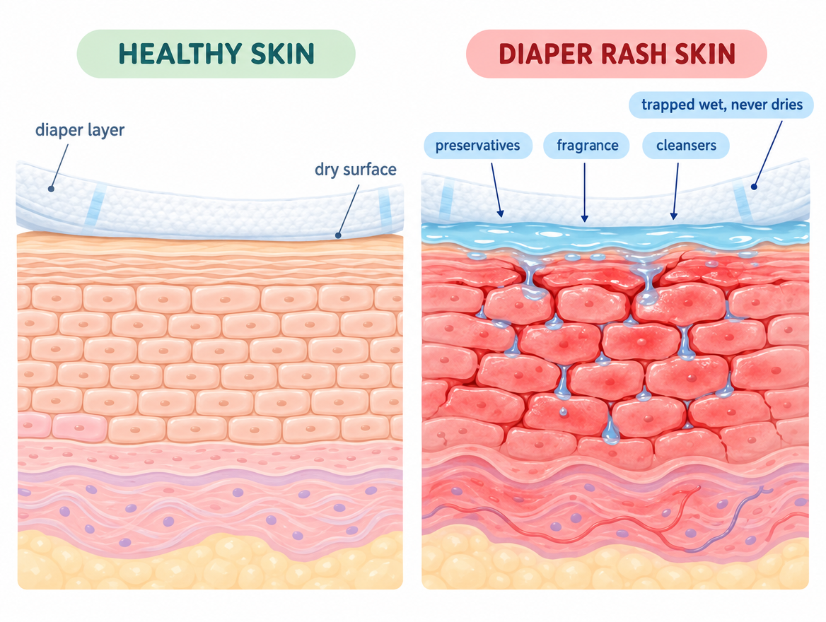 PureWipes™ UNBLEACHED 100% COTTON DRY WIPES Diaper Rash
