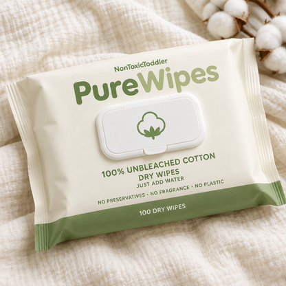 PureWipes™ UNBLEACHED 100% COTTON DRY WIPES.
