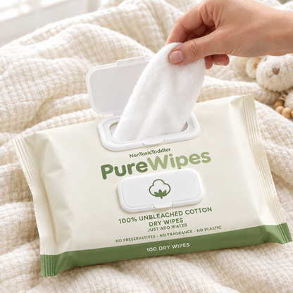 PureWipes™ UNBLEACHED 100% COTTON DRY WIPES.