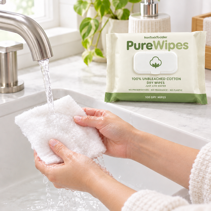 PureWipes™ UNBLEACHED 100% COTTON DRY WIPES.