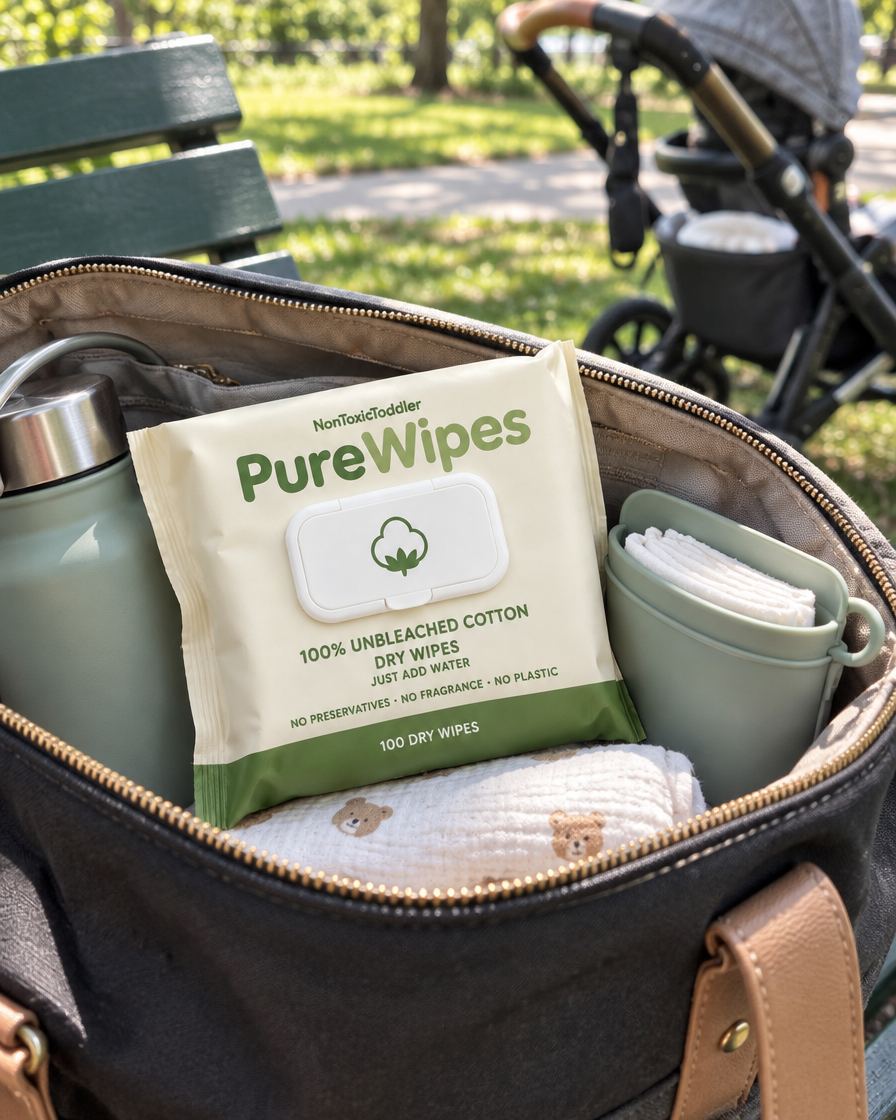 PureWipes™ UNBLEACHED 100% COTTON DRY WIPES.