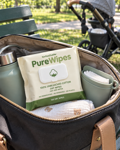 PureWipes™ UNBLEACHED 100% COTTON DRY WIPES.