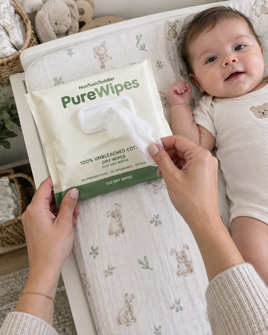 PureWipes™ UNBLEACHED 100% COTTON DRY WIPES Diaper Rash