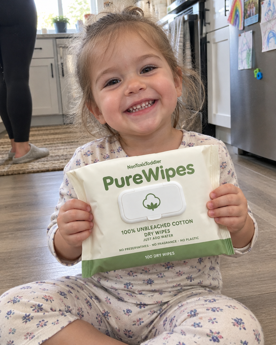 PureWipes™ UNBLEACHED 100% COTTON DRY WIPES.