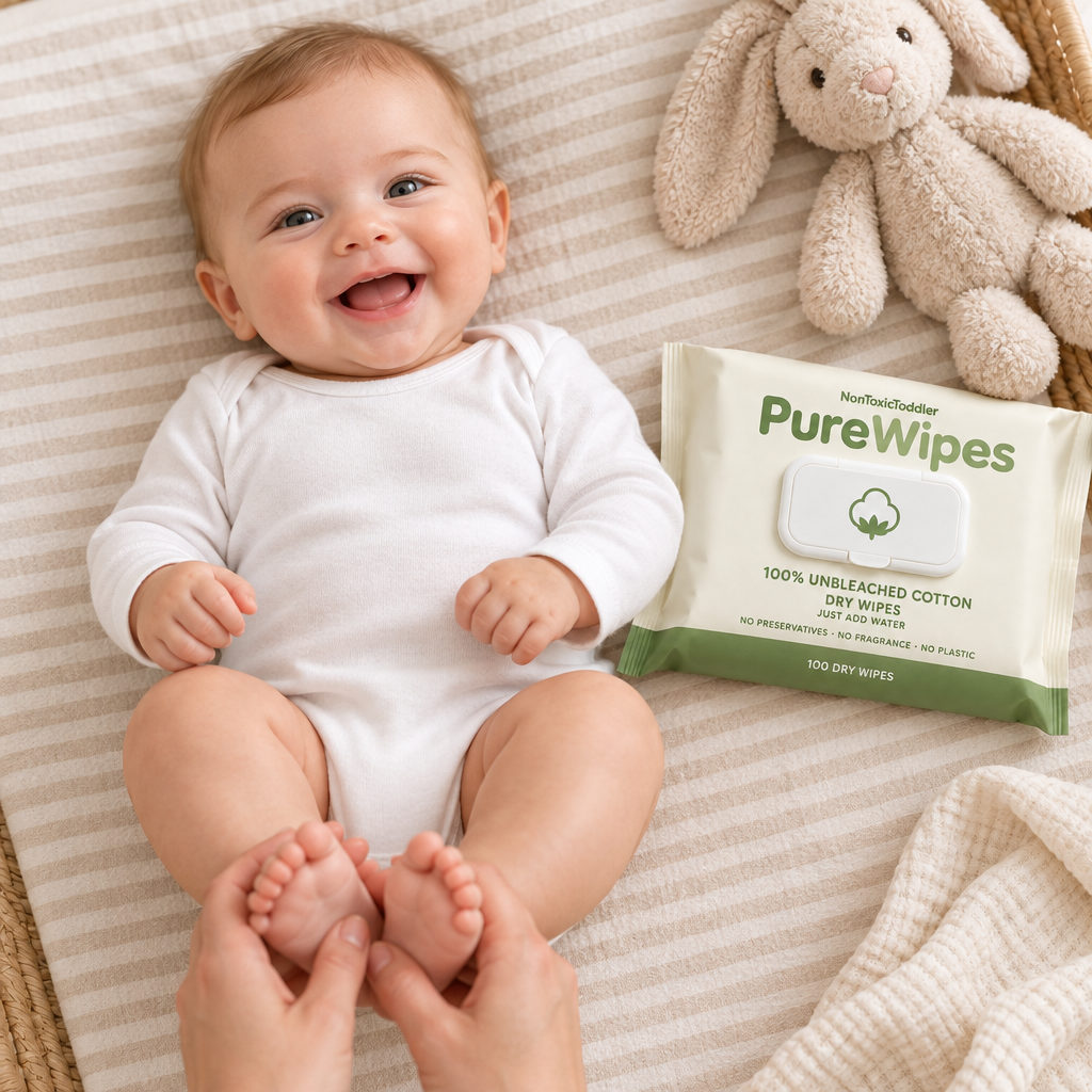 PureWipes™ UNBLEACHED 100% COTTON DRY WIPES.