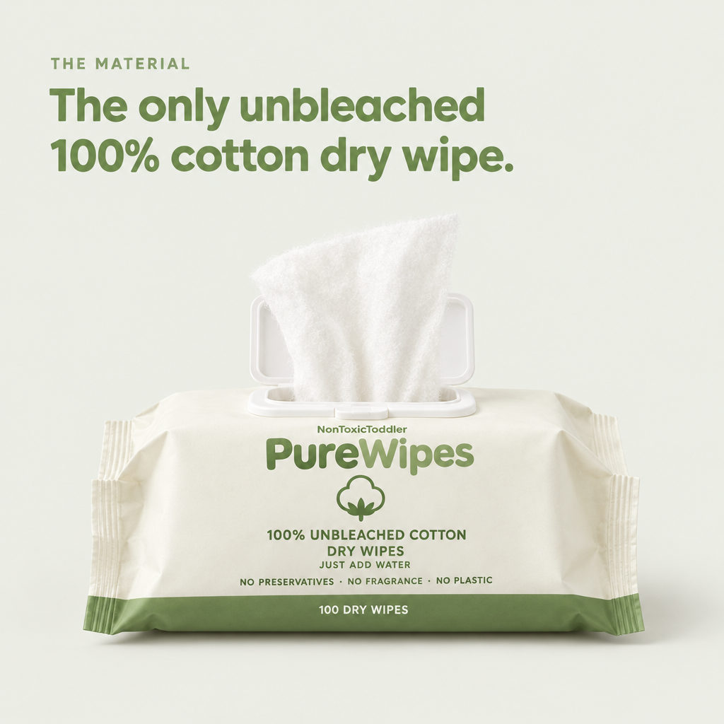 PureWipes™ UNBLEACHED 100% COTTON DRY WIPES.