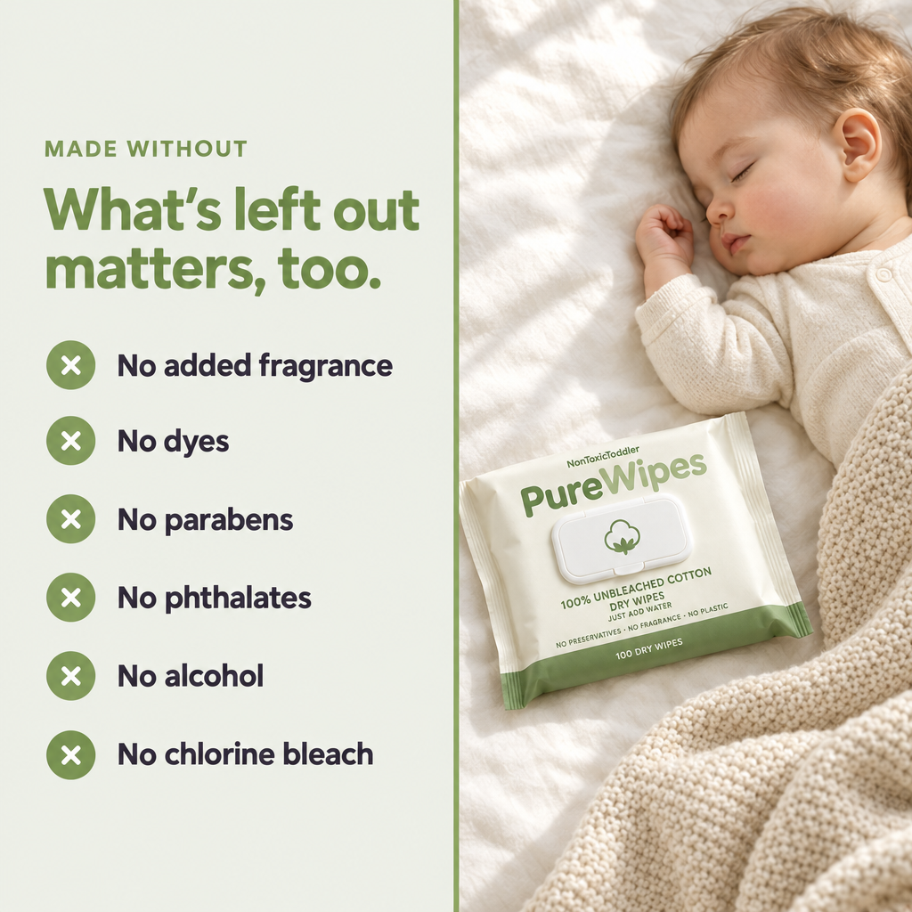 PureWipes™ UNBLEACHED 100% COTTON DRY WIPES Diaper Rash