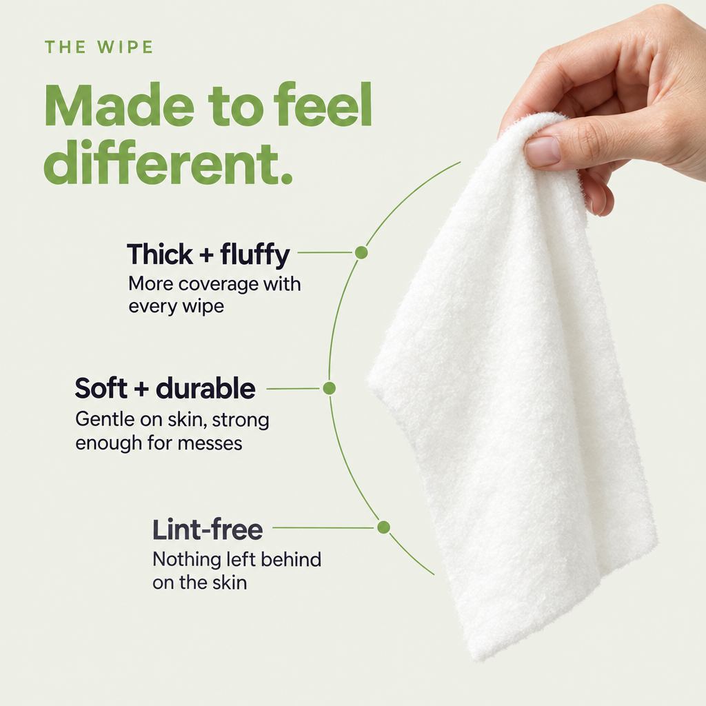 PureWipes™ UNBLEACHED 100% COTTON DRY WIPES.